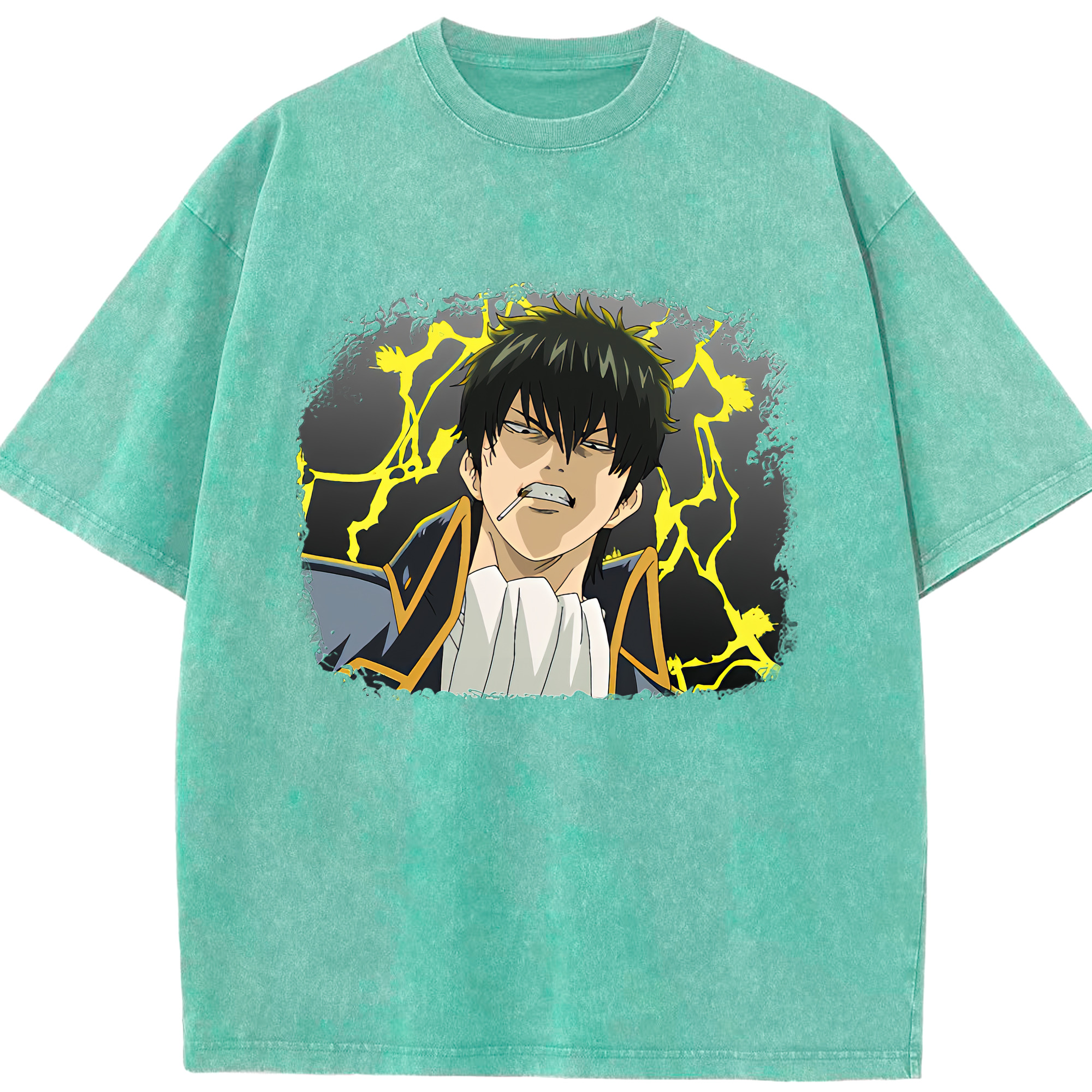 （画像用） ぎんたま 坂田銀時（さかたぎんとき） 神楽 志村新八（しむら しんぱち） GINTAMA Sakata Gintoki Kagura Shimura Shinpachi 綿100% ヴィンテージ風 半袖Tシャツ（フロントプリント）